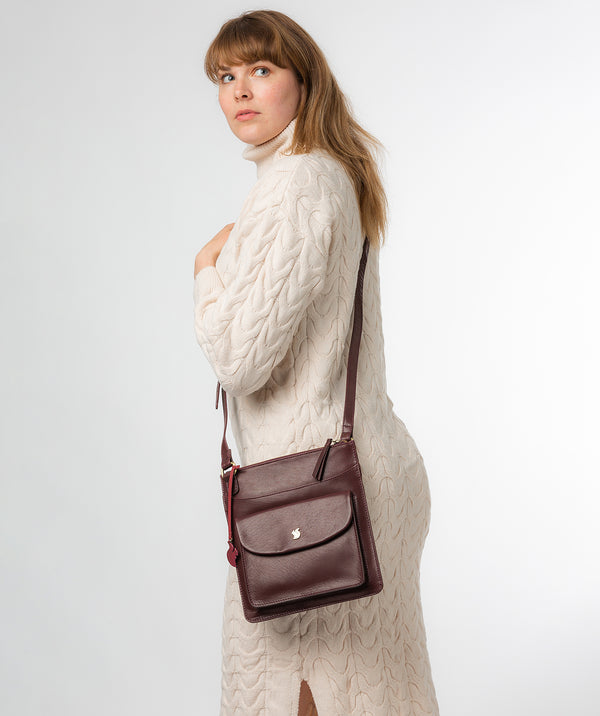 Conkca London Originals Collection #product-type#: 'Lauryn' Plum Leather Cross Body Bag