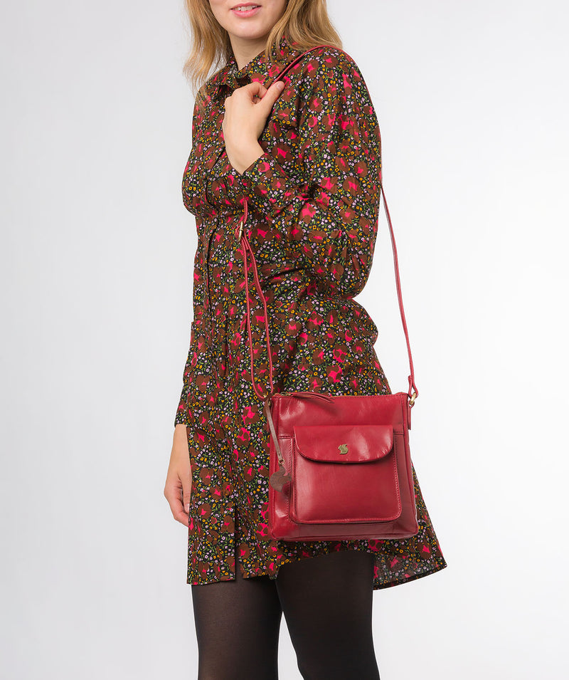 Conkca London Originals Collection #product-type#: 'Shona' Chilli Pepper Leather Cross Body Bag