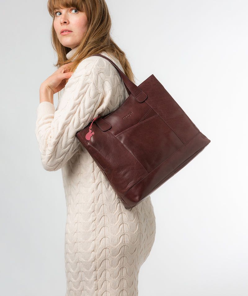 Conkca London Originals Collection #product-type#: 'Patience' Plum Leather Tote Bag