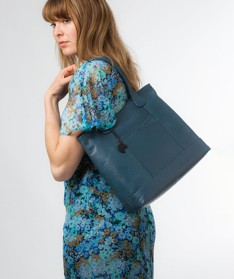 Conkca London Originals Collection #product-type#: 'Patience' Snorkel Blue Leather Tote Bag