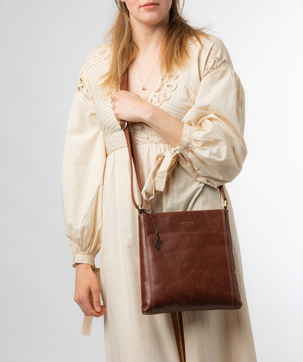 Conkca London Originals Collection #product-type#: 'Dink' Conker Brown Leather Cross Body Bag