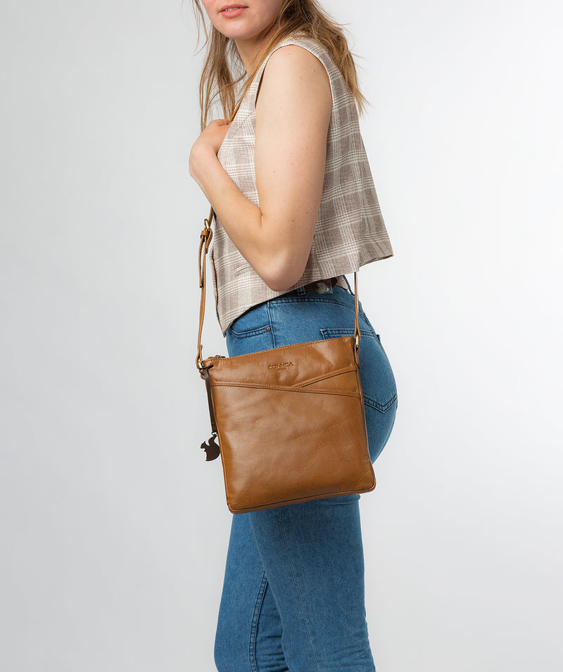 Conkca London Originals Collection #product-type#: 'Avril' Dark Tan Leather Cross Body Bag
