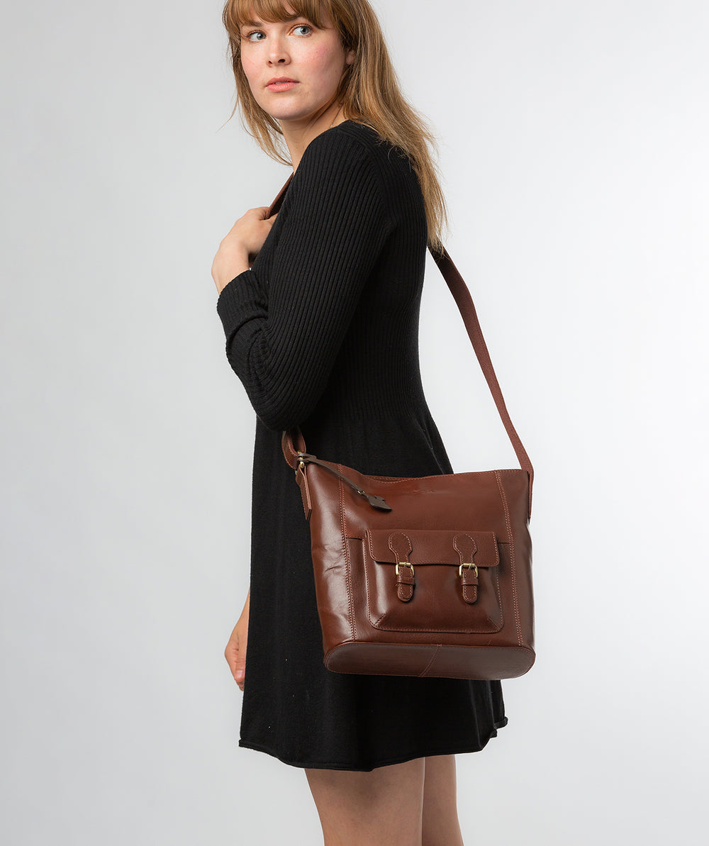 Brown Leather Shoulder Bag 'Robyn' by Conkca London