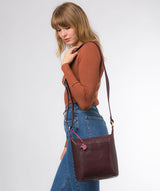 Conkca London Originals Collection #product-type#: 'Yasmin' Plum Leather Cross Body Bag