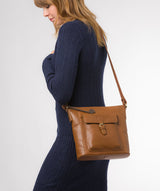 Conkca London Originals Collection #product-type#: 'Vonda' Dark Tan Leather Cross Body Bag