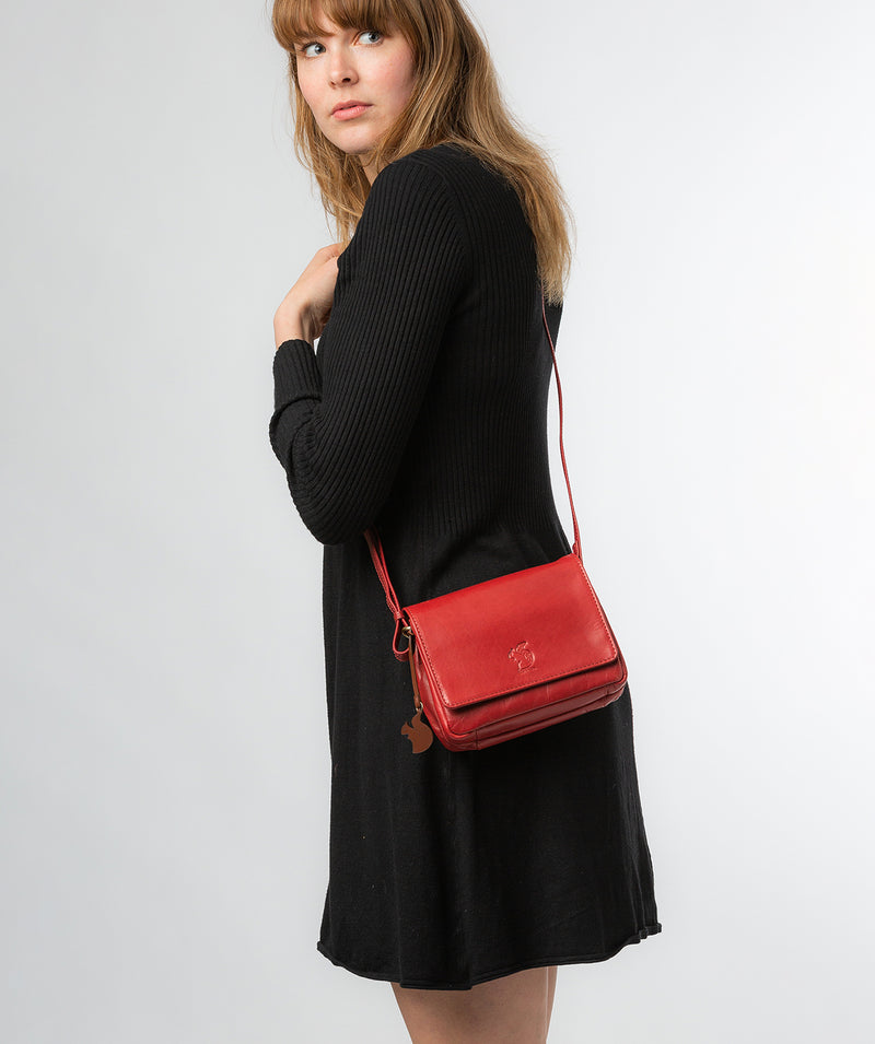 Conkca London Originals Collection #product-type#: 'Marta' Chilli Pepper Leather Cross Body Bag