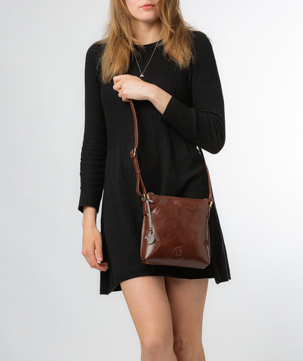 Conkca London Originals Collection #product-type#: 'Nikita' Conker Brown Leather Cross Body Bag