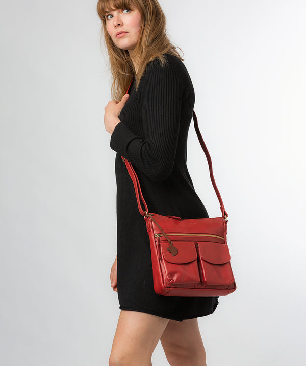 Conkca London Originals Collection #product-type#: 'Bon' Chilli Pepper Leather Cross Body Bag