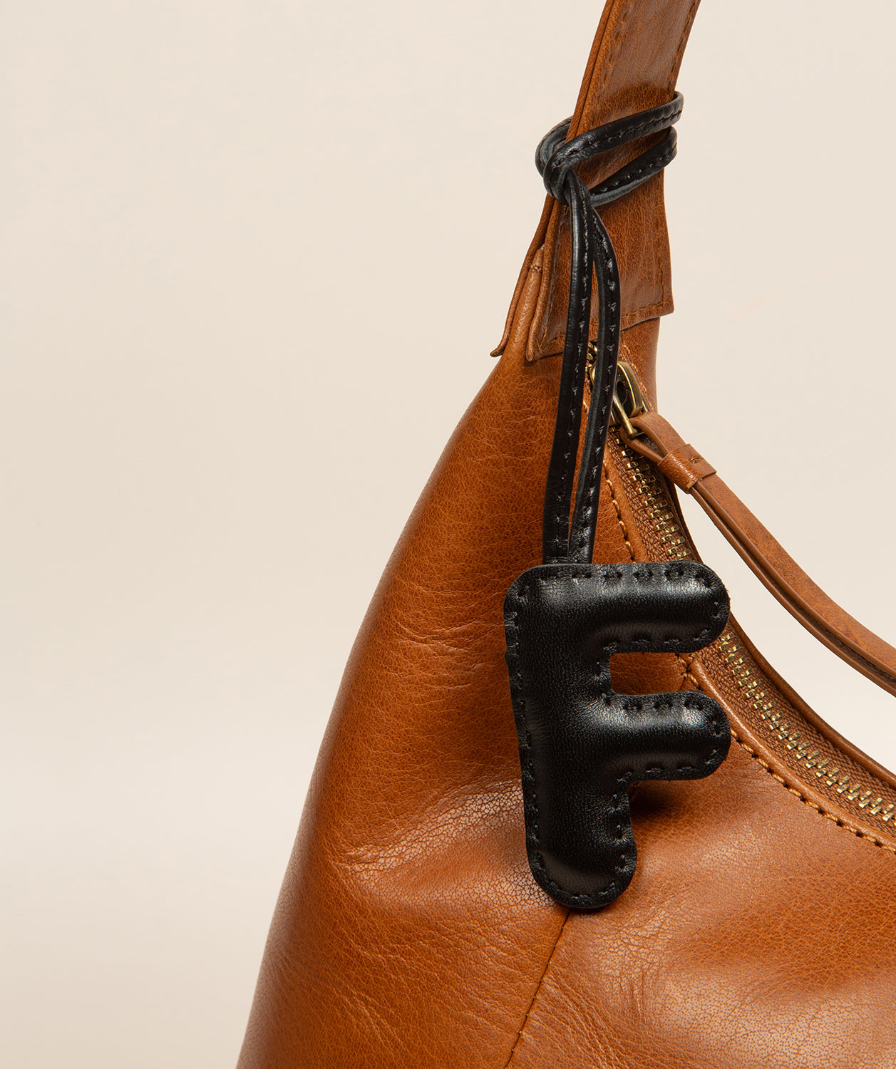 Black Leather Letter Charm