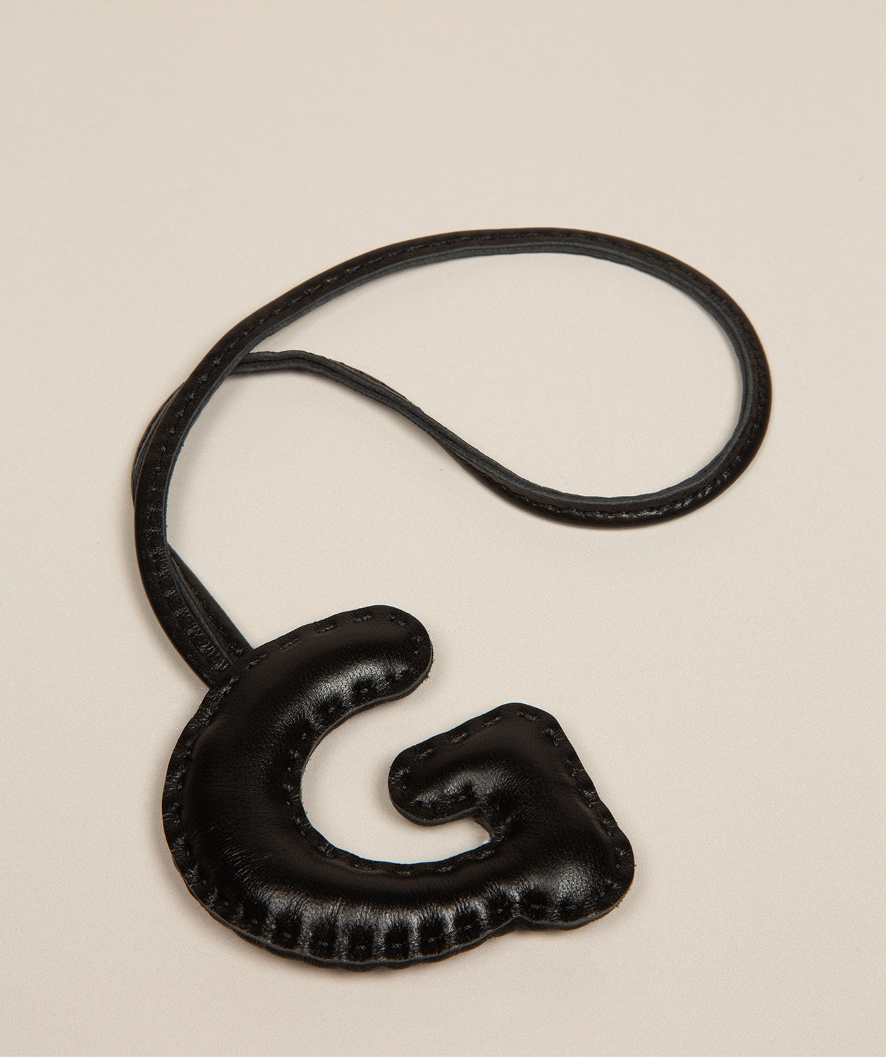 Black Leather Letter Charm