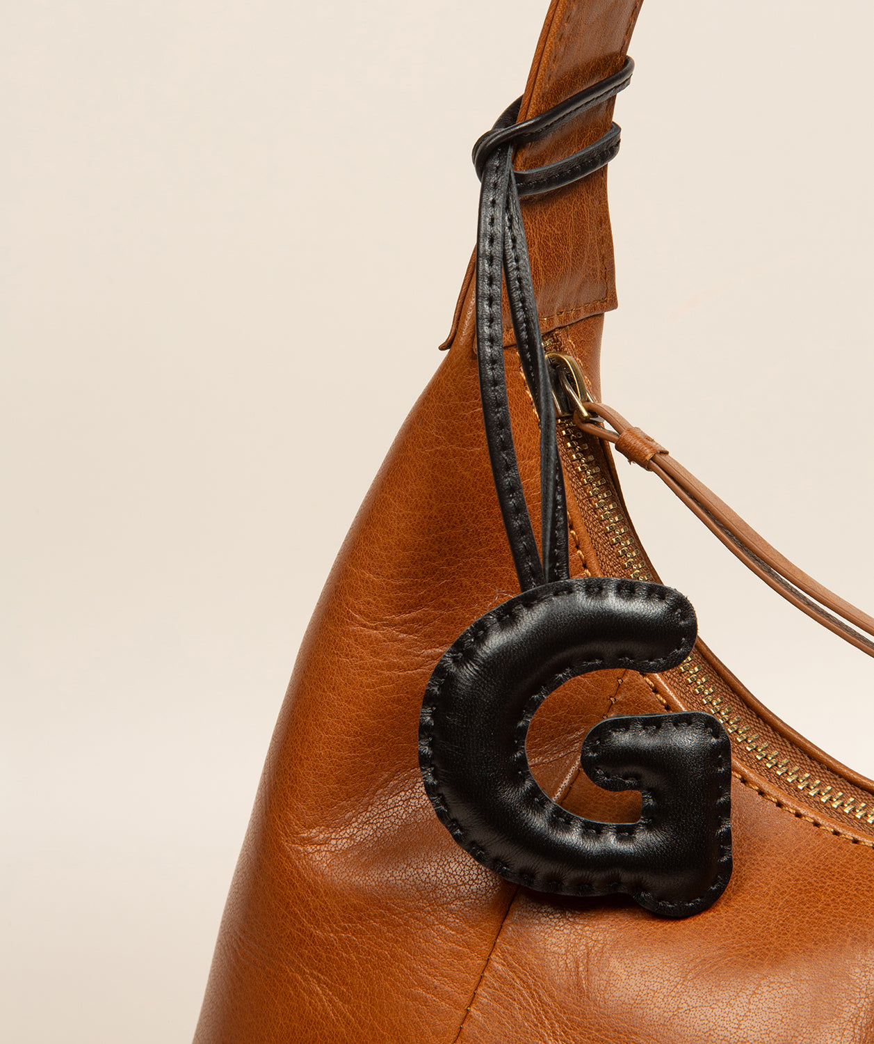 Black Leather Letter Charm