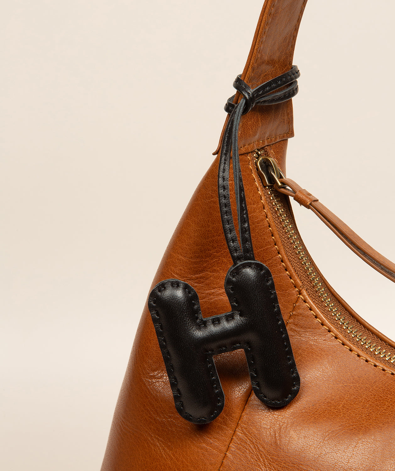Black Leather Letter Charm