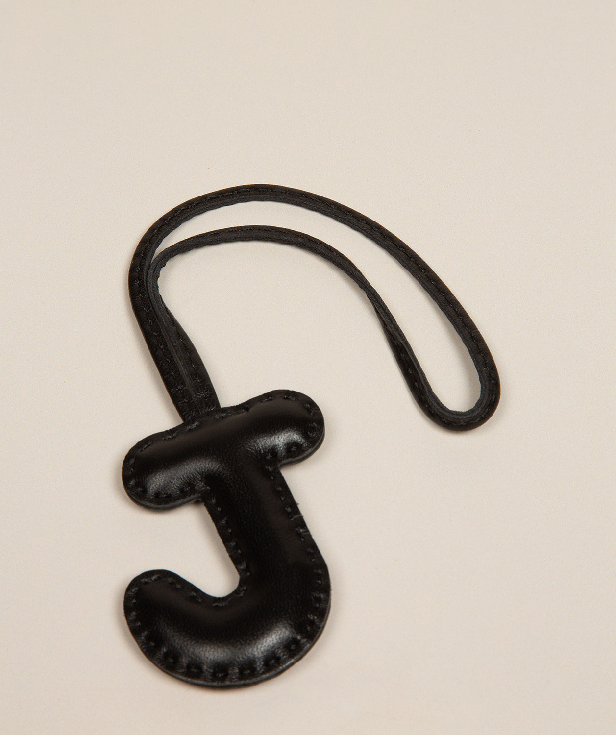 Black Leather Letter Charm