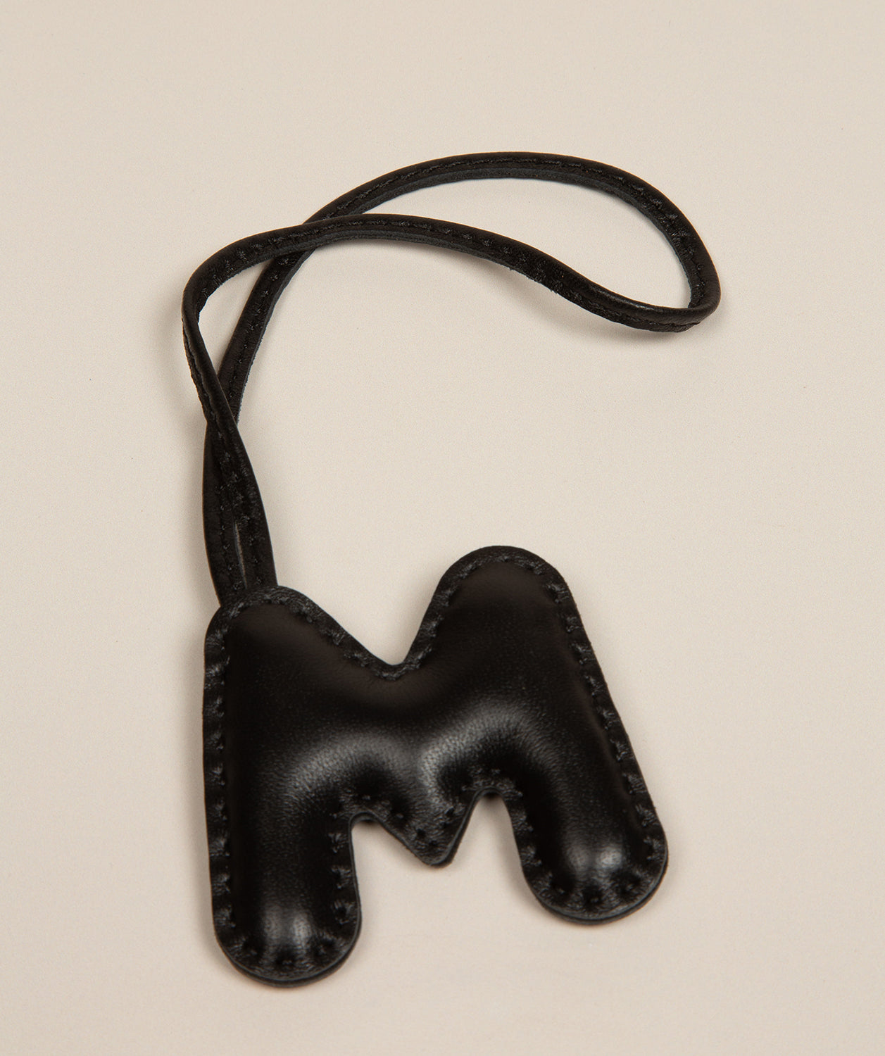 Black Leather Letter Charm