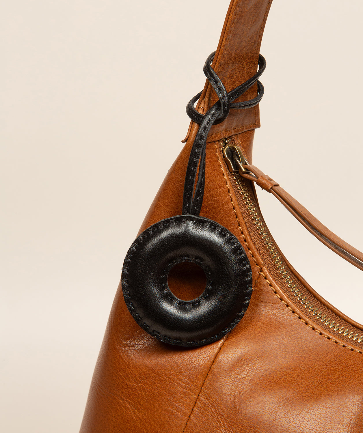Black Leather Letter Charm