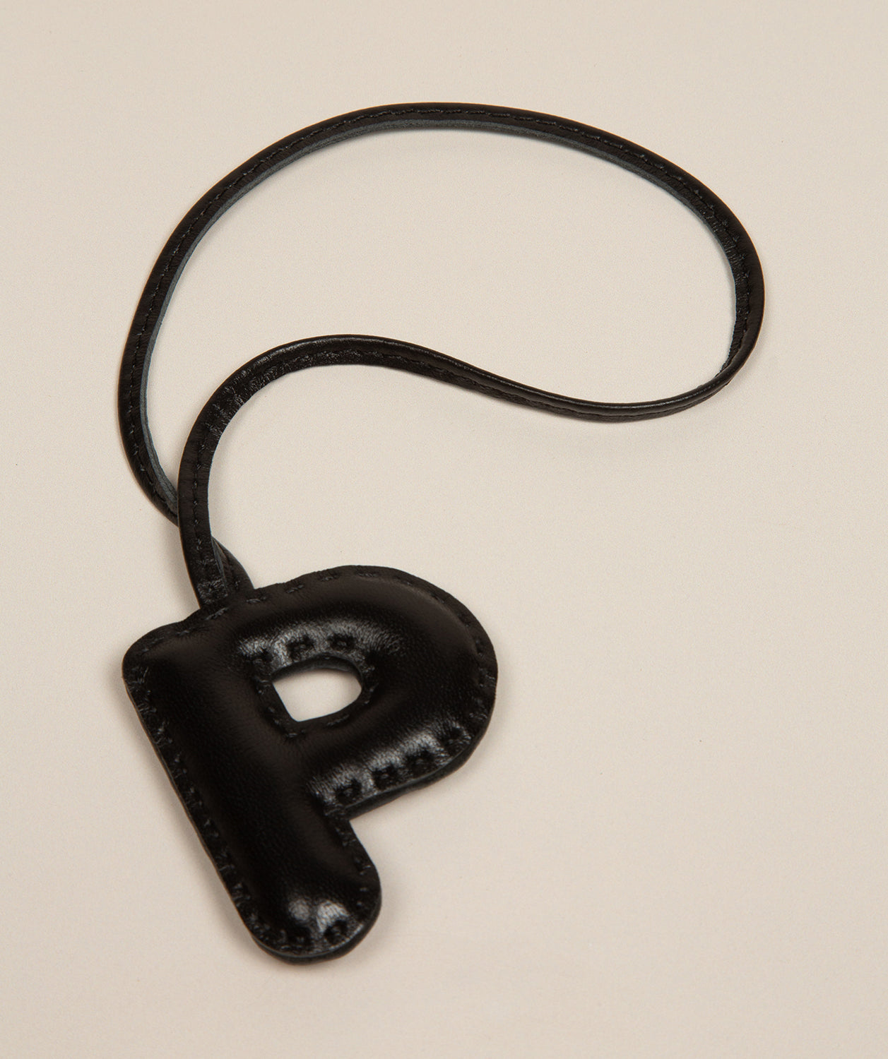 Black Leather Letter Charm