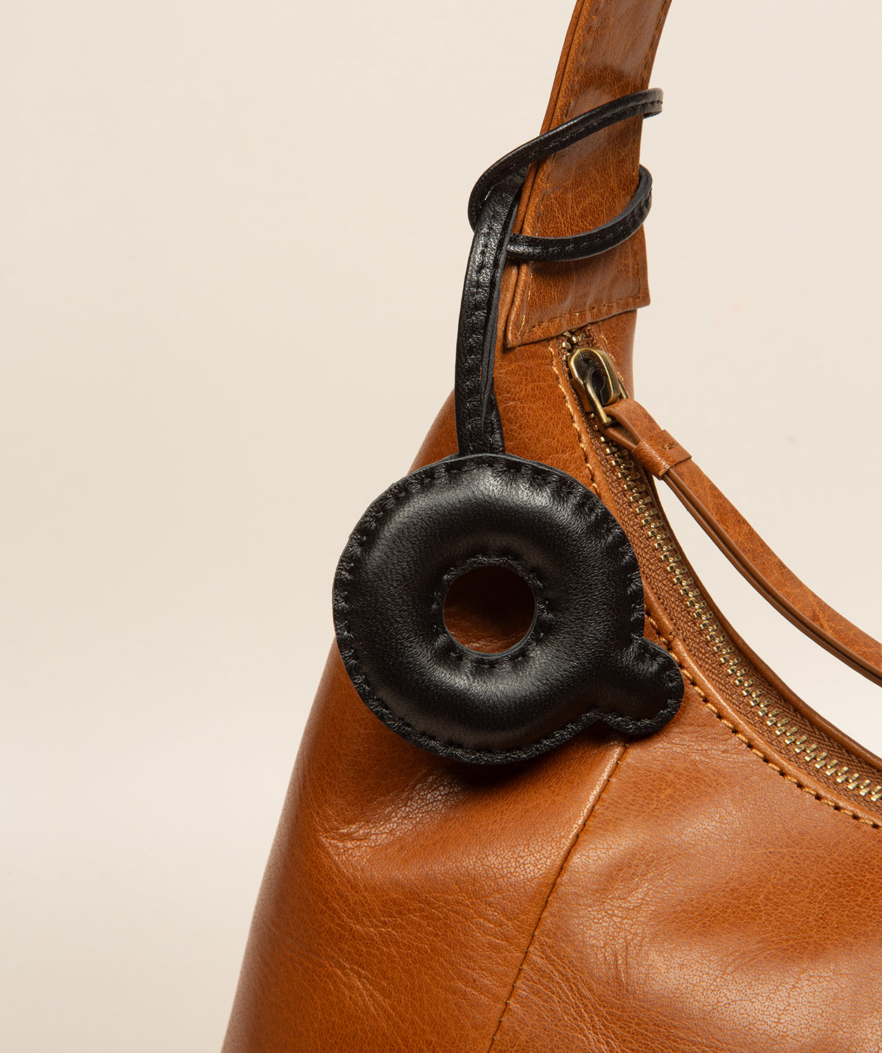Black Leather Letter Charm