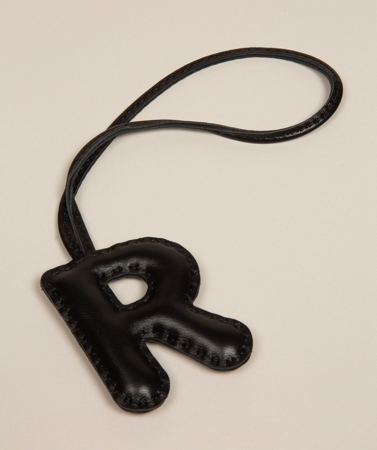 Black Leather Letter Charm