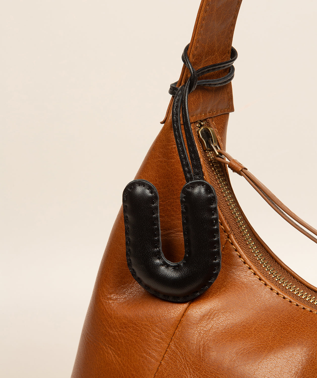 Black Leather Letter Charm