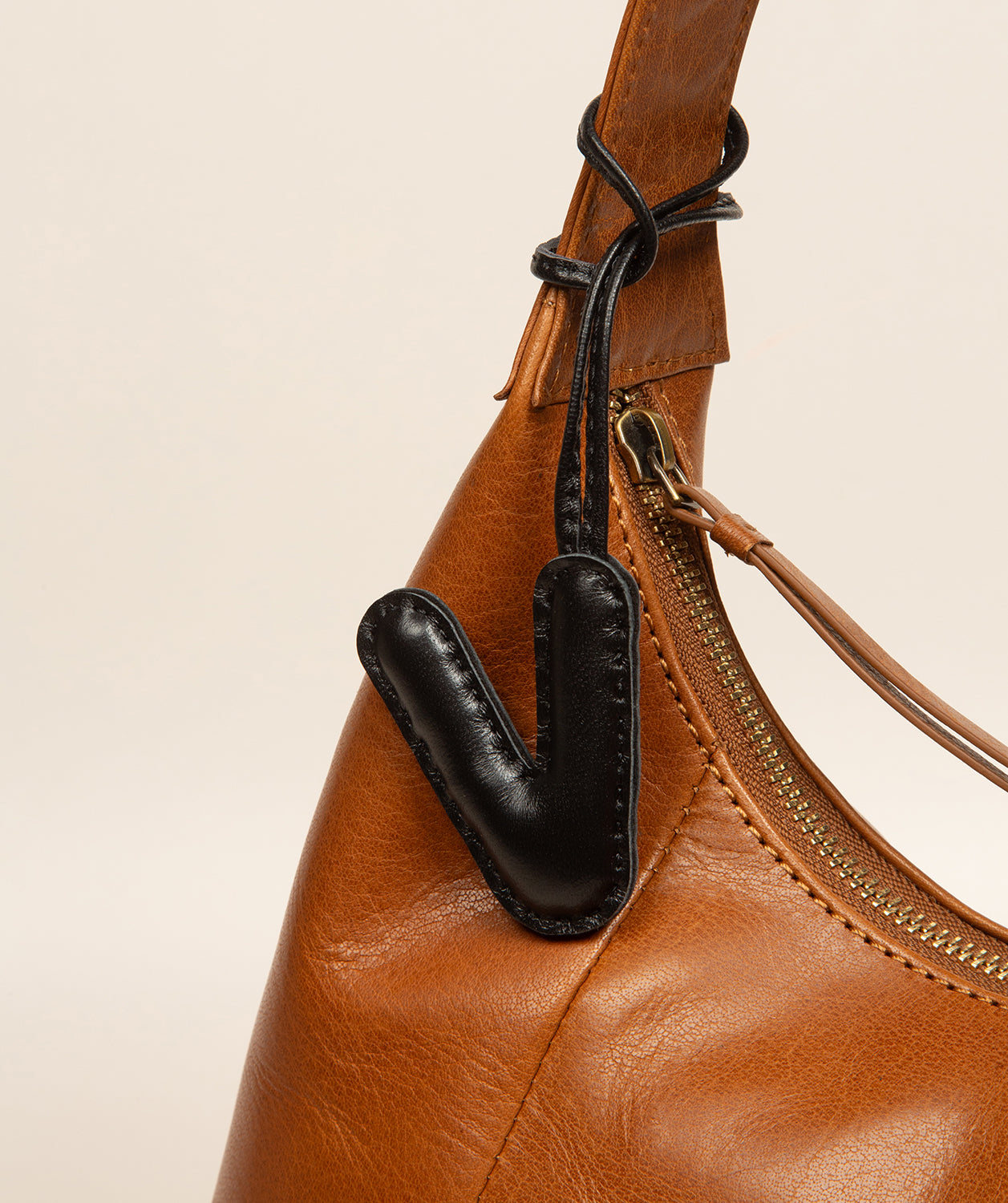 Black Leather Letter Charm