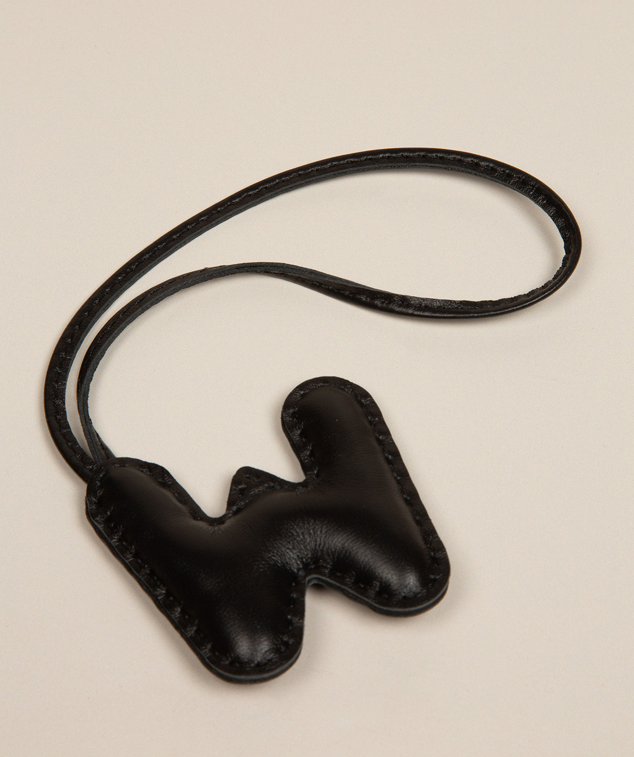 Black Leather Letter Charm