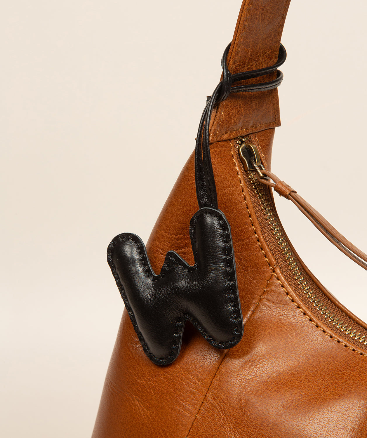 Black Leather Letter Charm