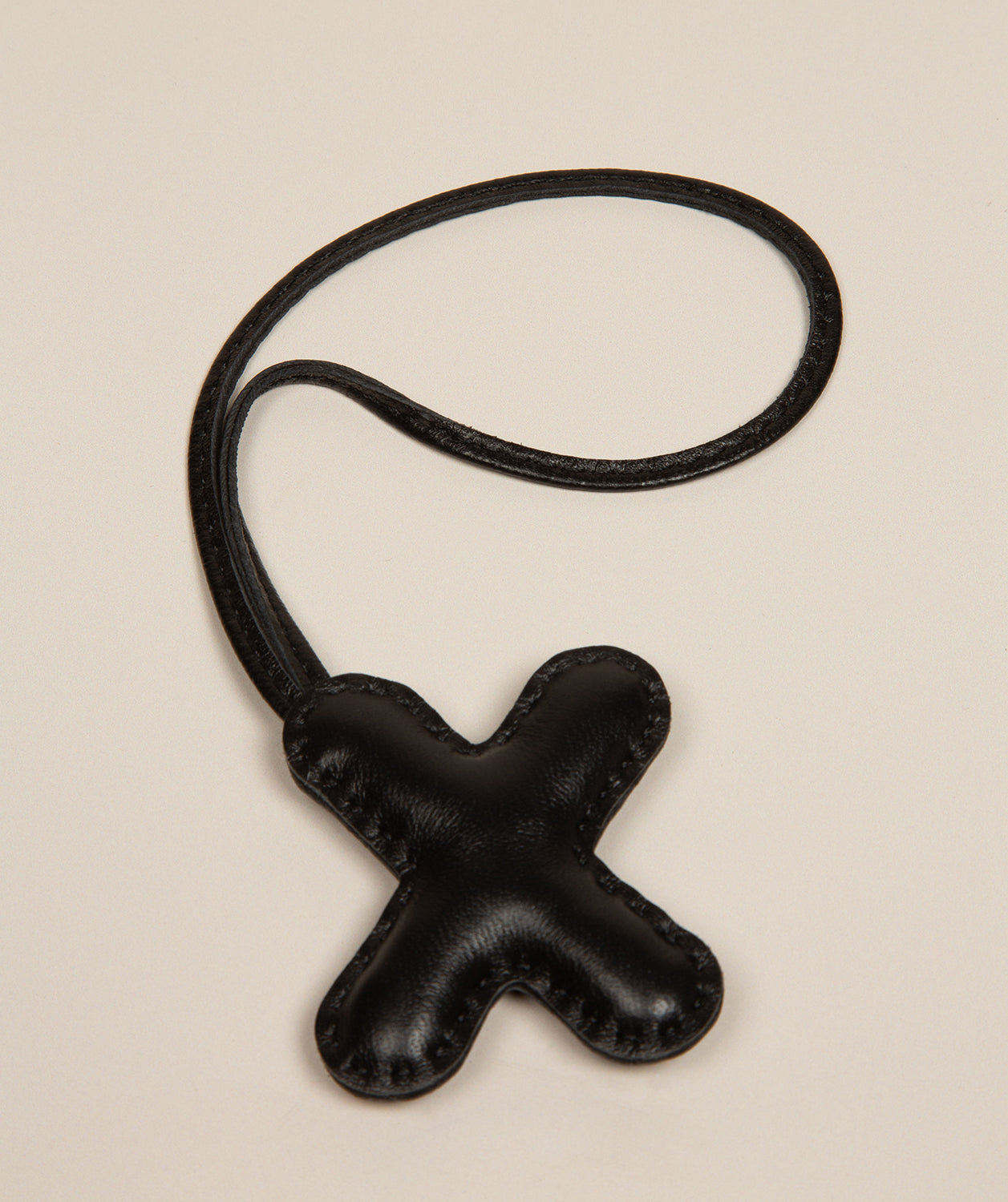 Black Leather Letter Charm