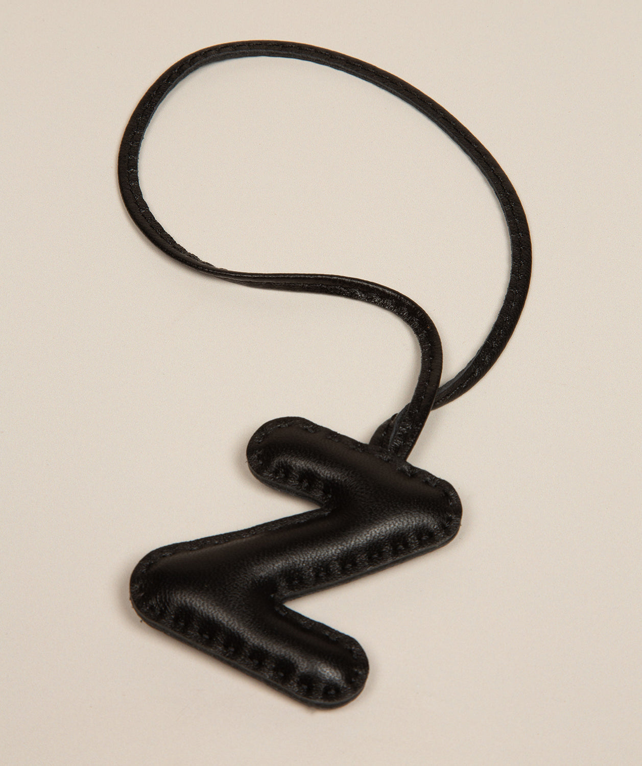 Black Leather Letter Charm