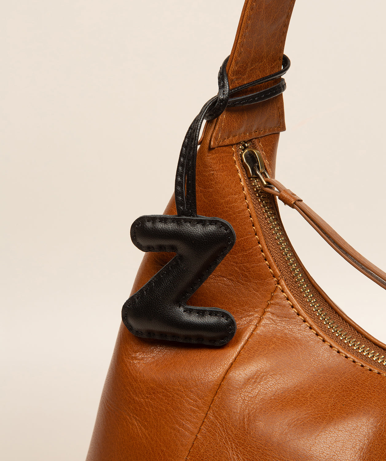 Black Leather Letter Charm