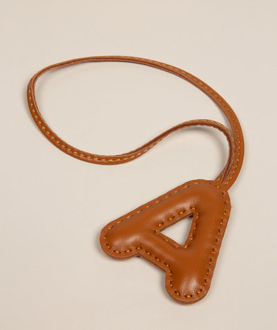 Tan Leather Letter Charm