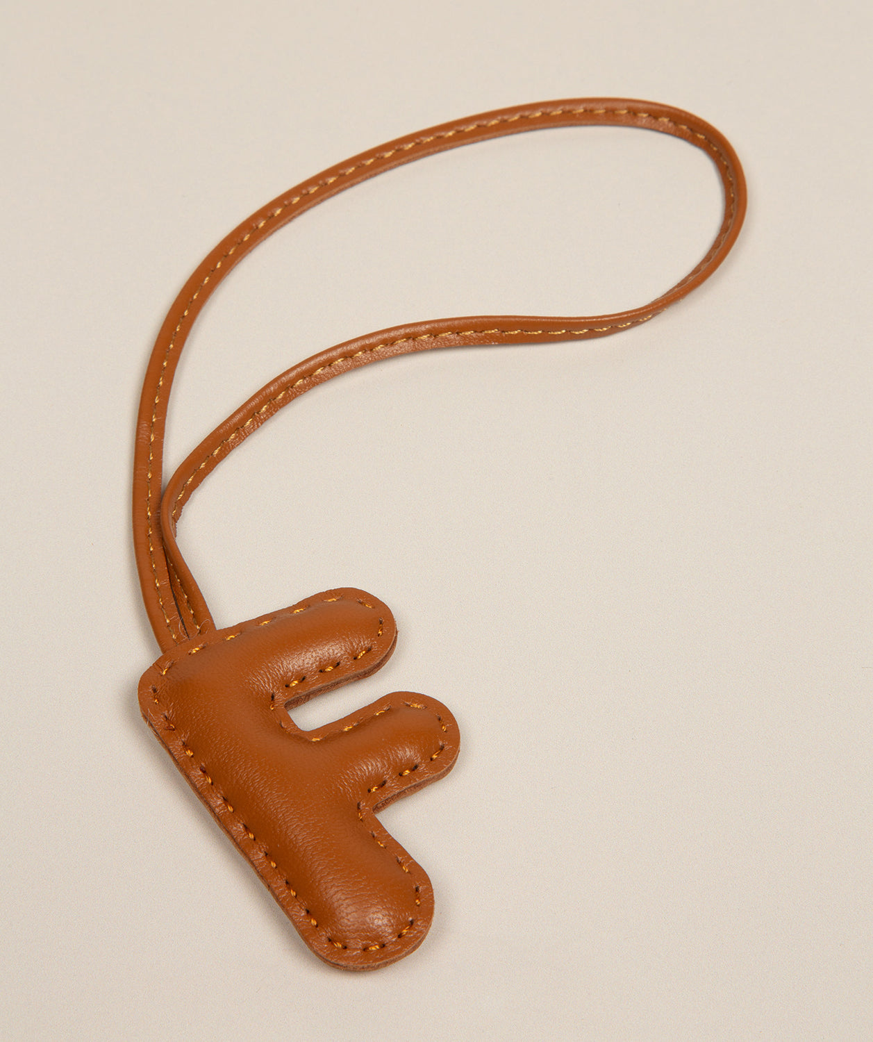 Tan Leather Letter Charm