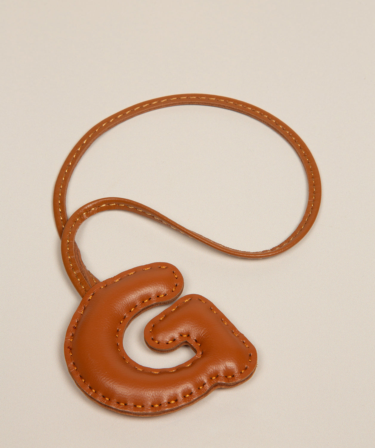 Tan Leather Letter Charm