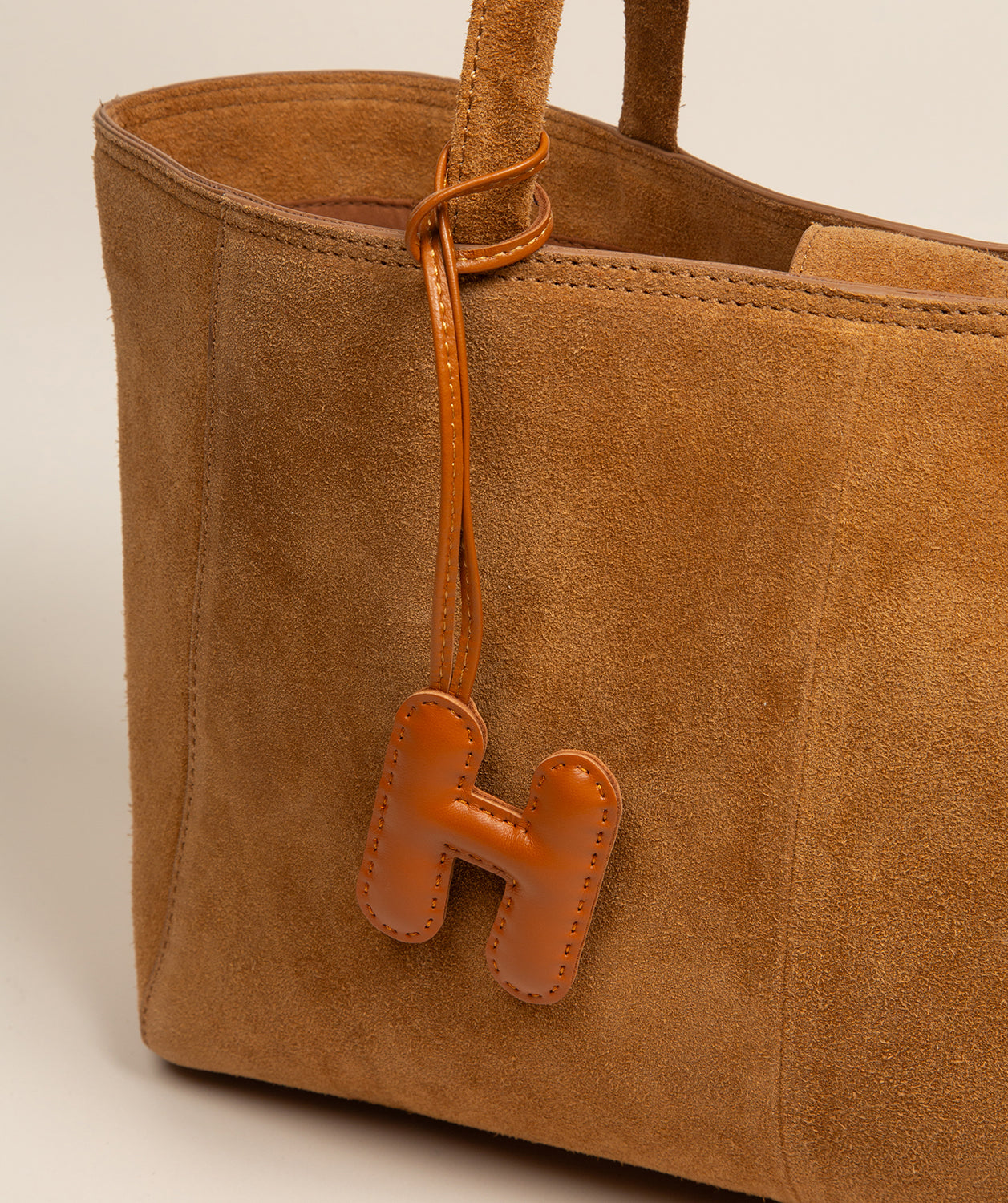 Tan Leather Letter Charm