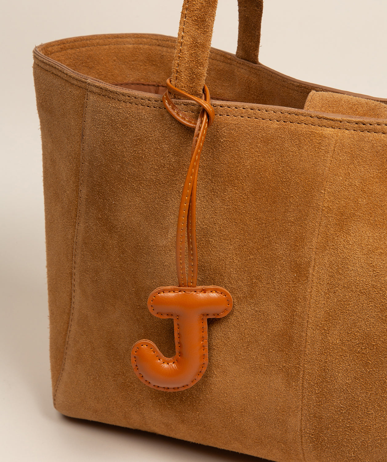 Tan Leather Letter Charm