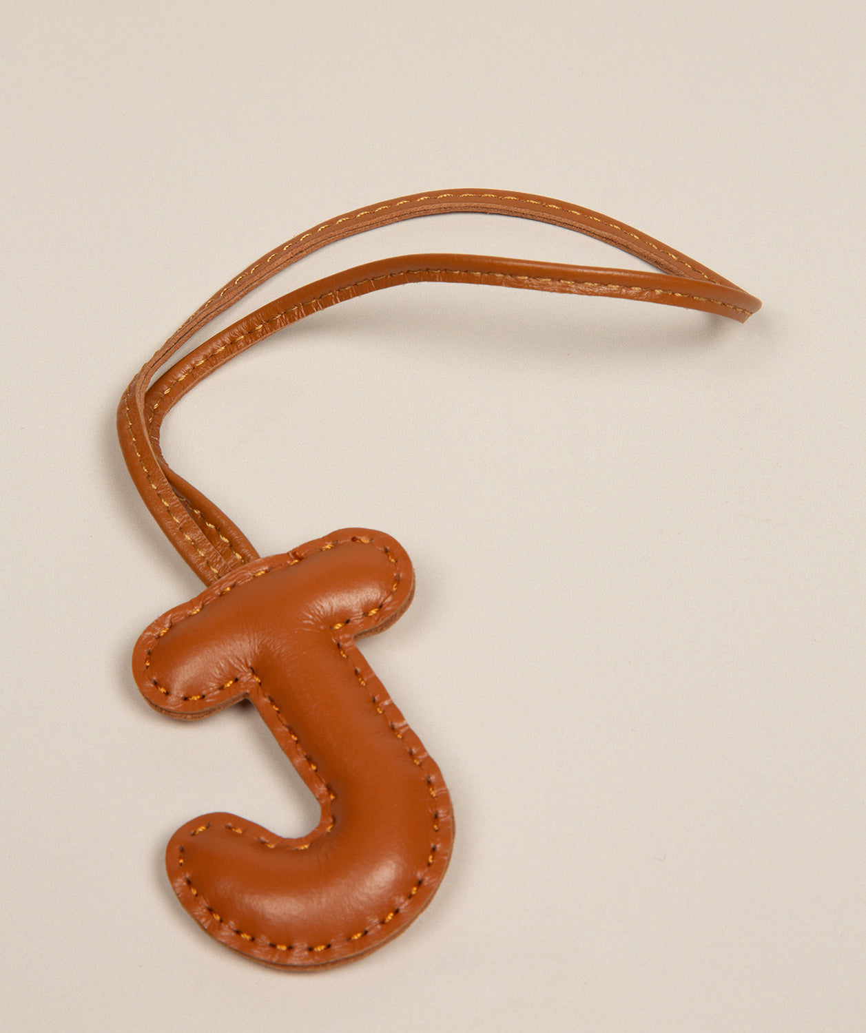 Tan Leather Letter Charm