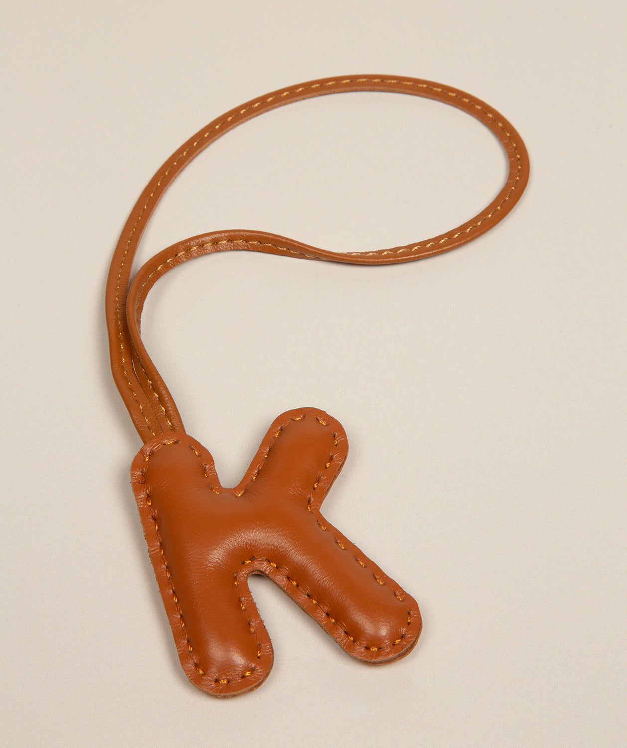 Tan Leather Letter Charm