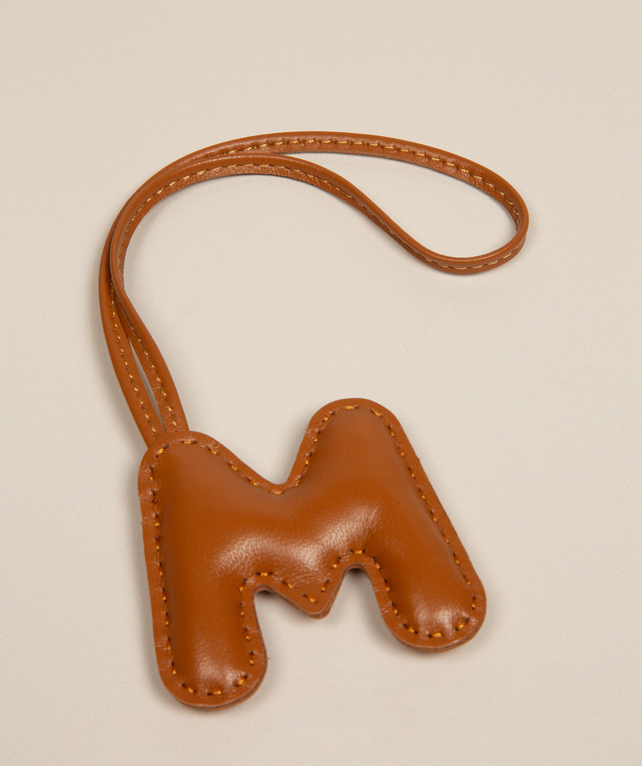 Tan Leather Letter Charm