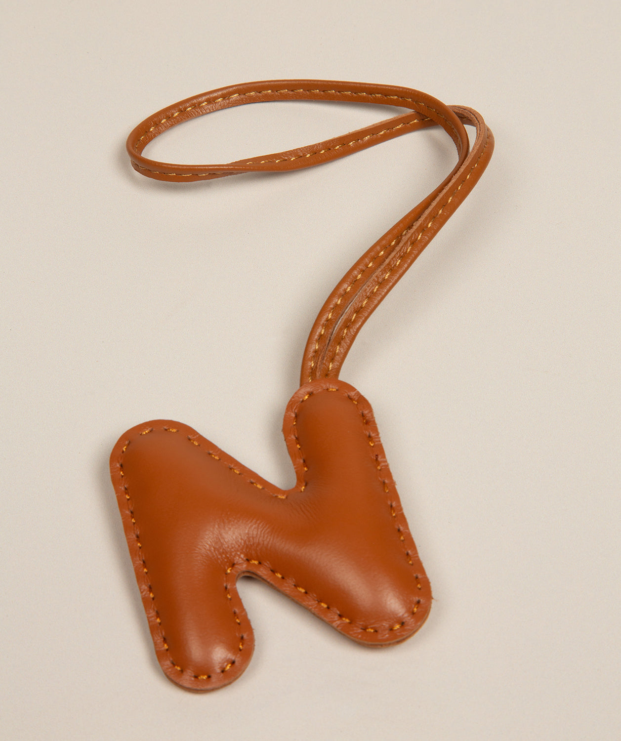 Tan Leather Letter Charm
