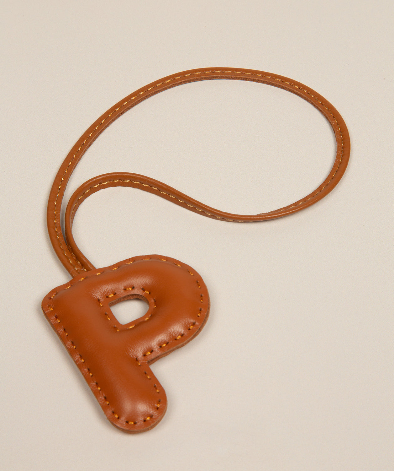 Tan Leather Letter Charm