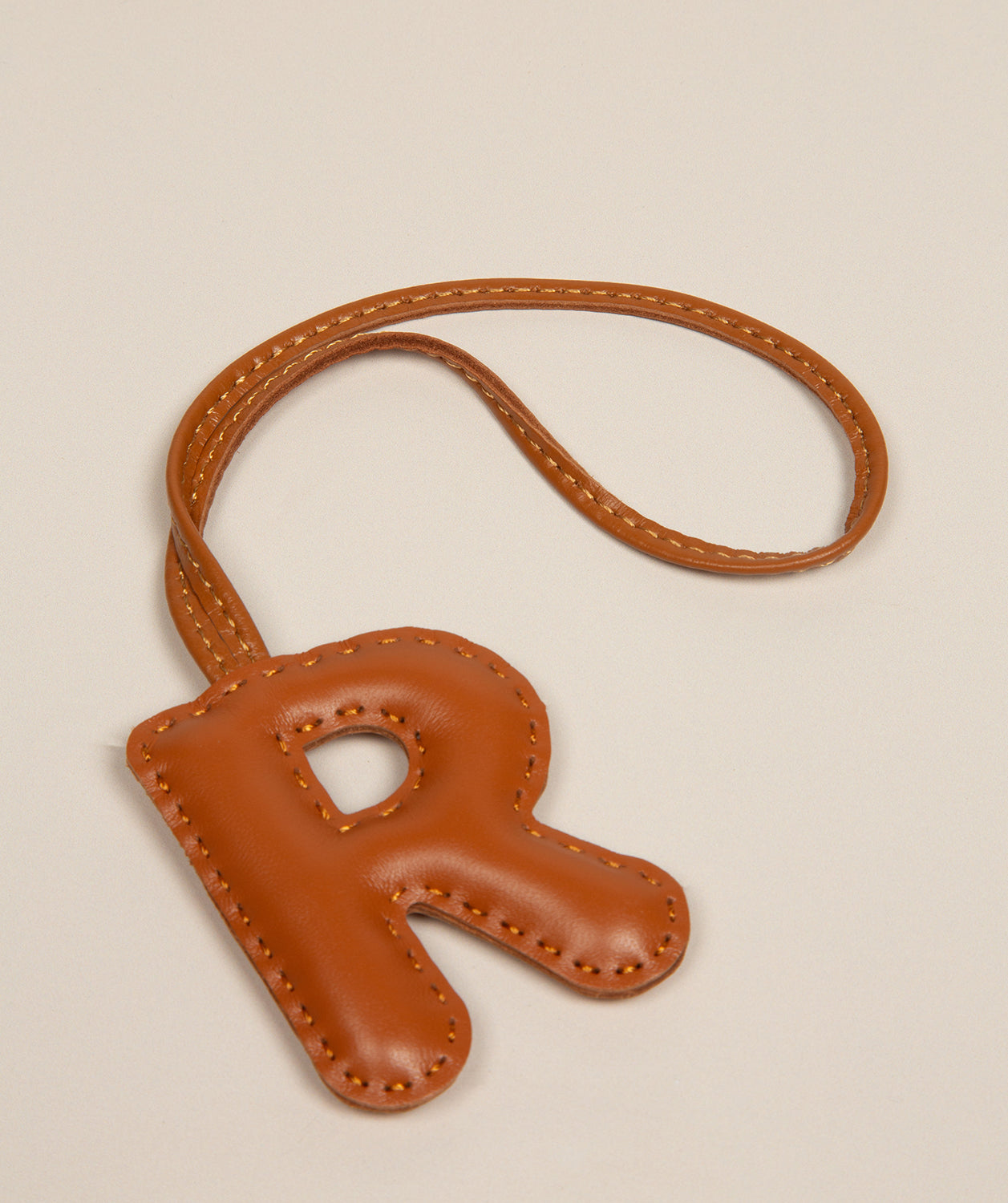 Tan Leather Letter Charm