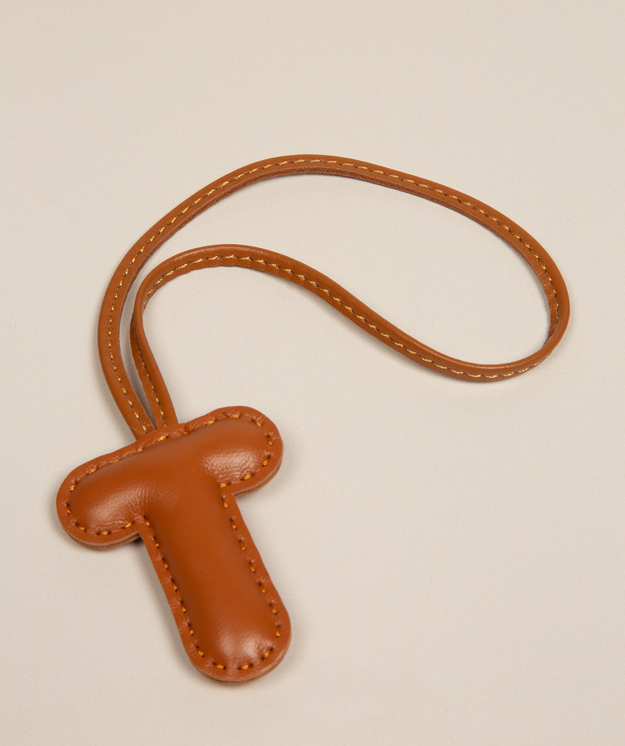 Tan Leather Letter Charm