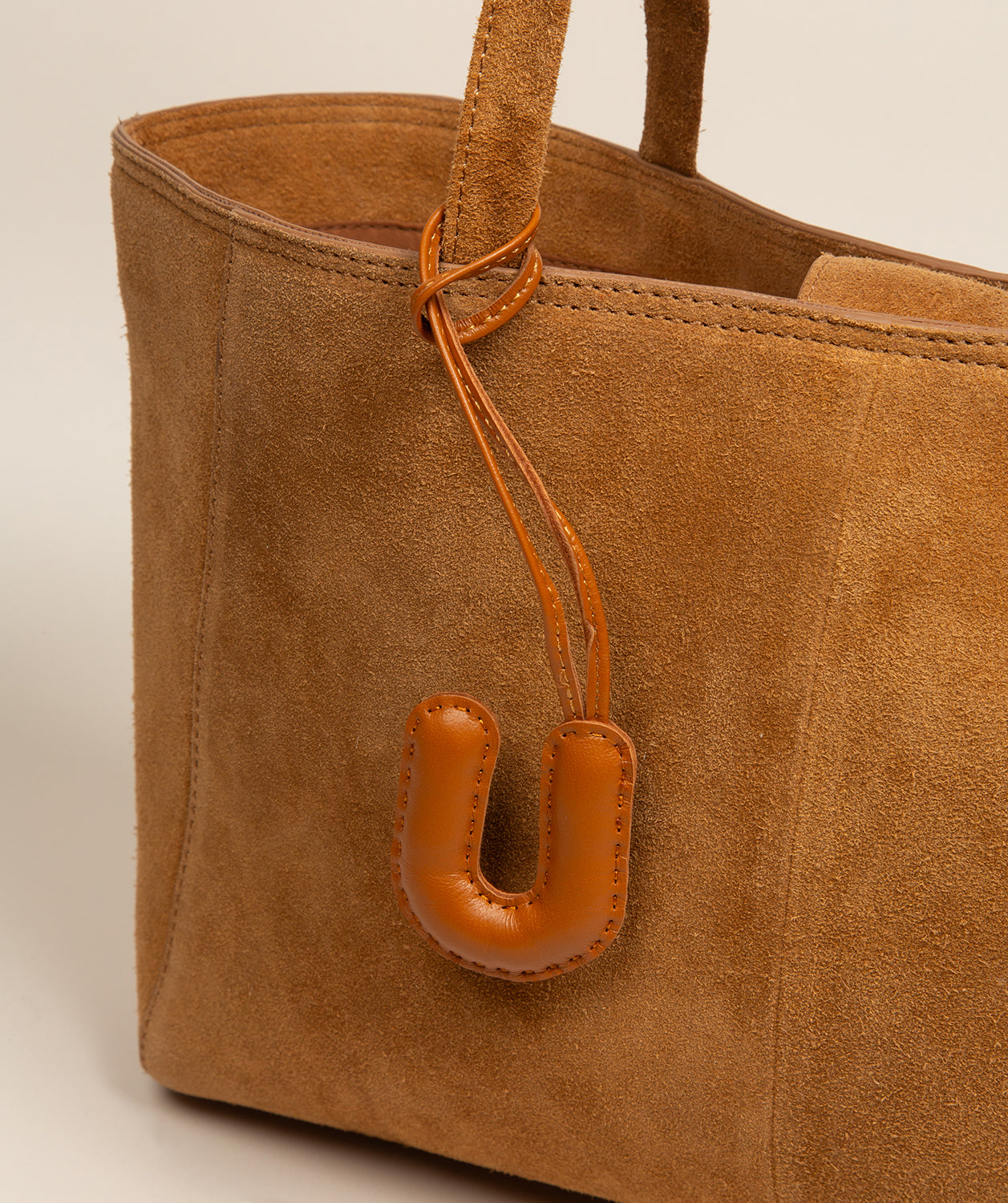Tan Leather Letter Charm