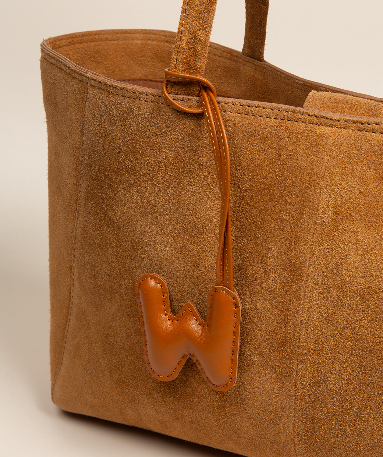 Tan Leather Letter Charm