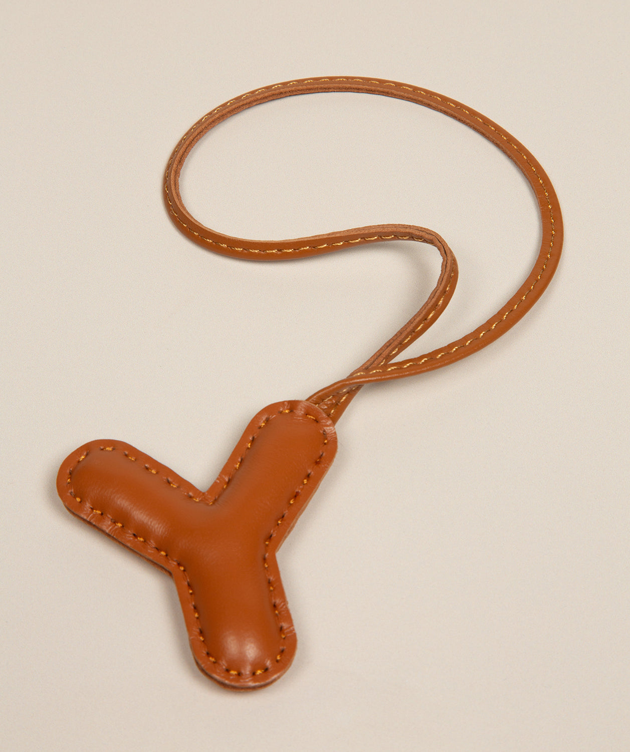 Tan Leather Letter Charm