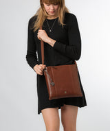 Conkca London Originals Collection Bags: 'Sol' Conker Brown Leather Cross Body Bag
