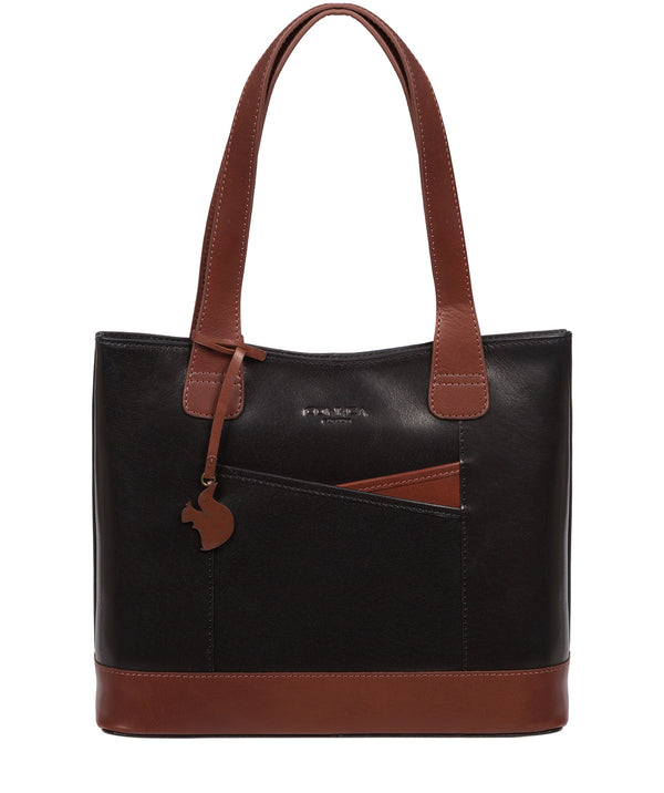 Conkca London Originals Collection Bags: 'Little Patience' Black & Conker Brown Leather Tote Bag