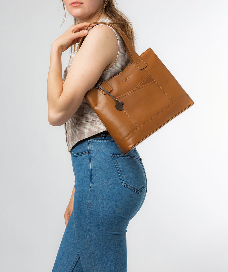 Conkca London Originals Collection Bags: 'Little Patience' Dark Tan Leather Tote Bag