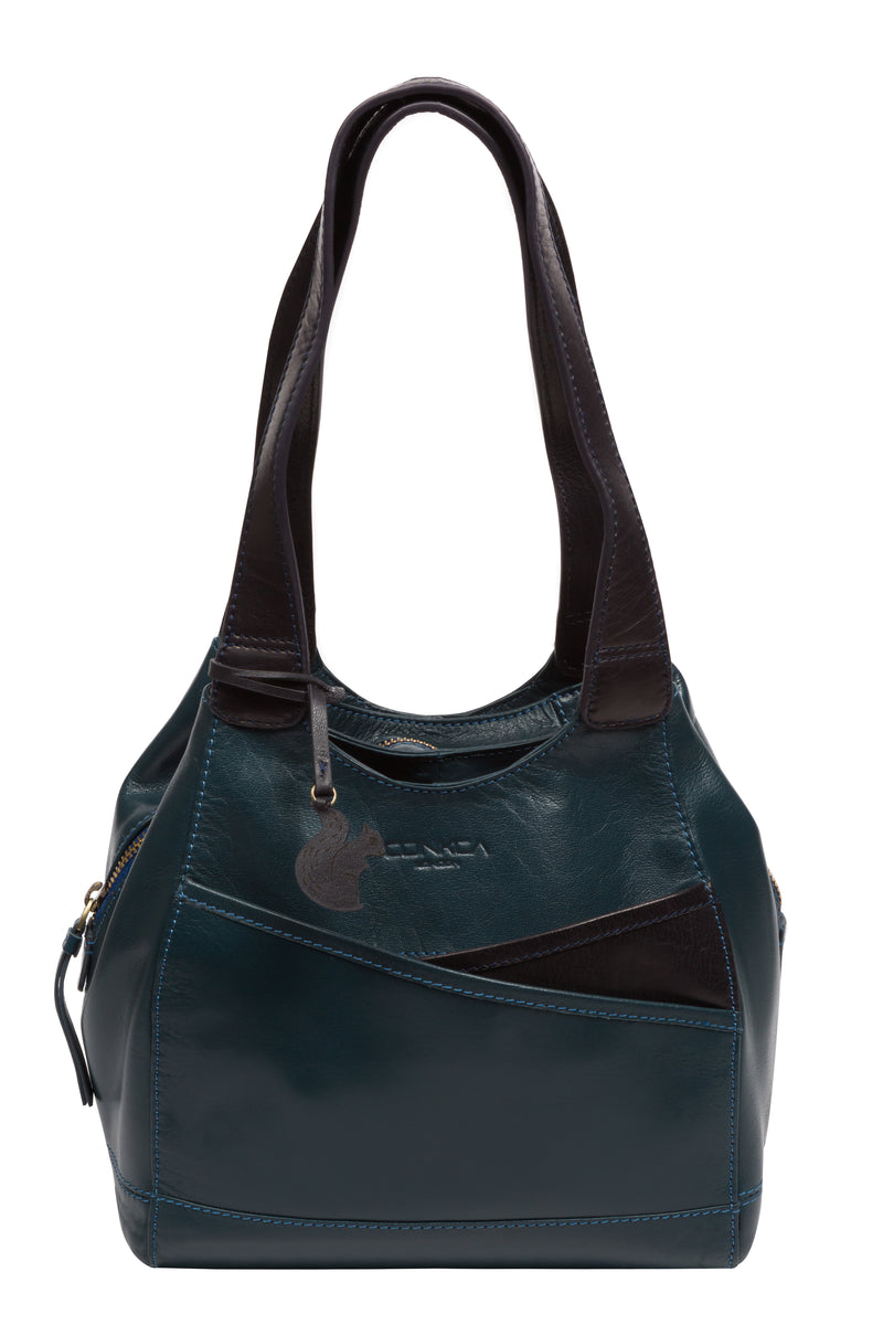 'Juliet' Snorkel Blue & Navy Leather Handbag