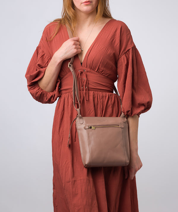 'Rego' Natural Taupe Leather Cross Body Bag