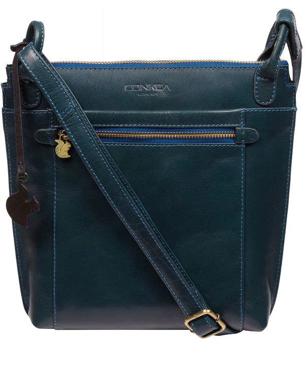 Conkca London Originals Collection Bags: 'Rego' Snorkel Blue Leather Cross Body Bag